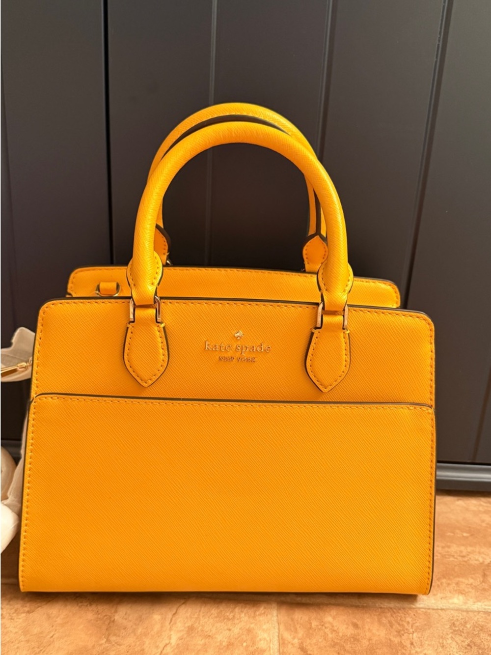 Kate Spade Madison Saffiano Leather Satchel with Crossbody- Med- Daffodil -NWT